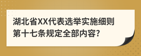 湖北省XX代表选举实施细则第十七条规定全部内容?