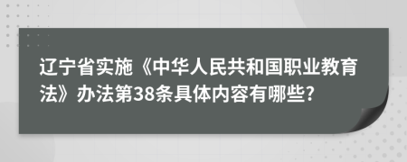辽宁省实施《中华人民共和国职业教育法》办法第38条具体内容有哪些?