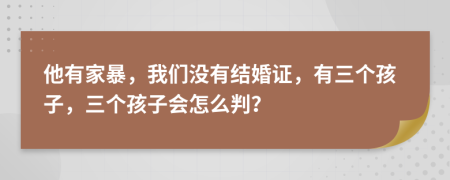 他有家暴，我们没有结婚证，有三个孩子，三个孩子会怎么判？