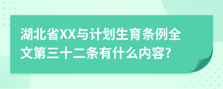 湖北省XX与计划生育条例全文第三十二条有什么内容?