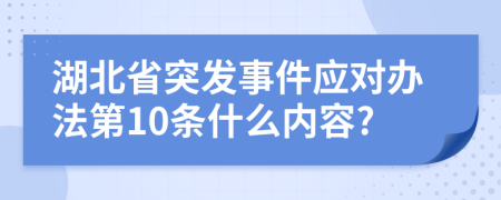 湖北省突发事件应对办法第10条什么内容?