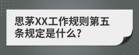 思茅XX工作规则第五条规定是什么?