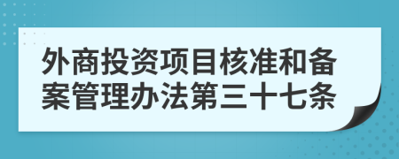 外商投资项目核准和备案管理办法第三十七条