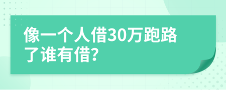 像一个人借30万跑路了谁有借？