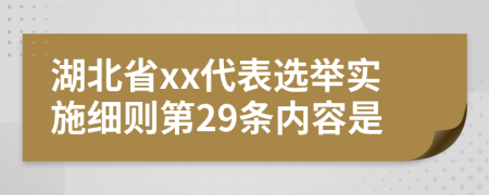 湖北省xx代表选举实施细则第29条内容是