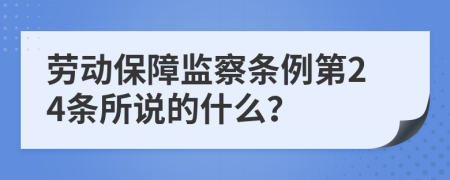 劳动保障监察条例第24条所说的什么？