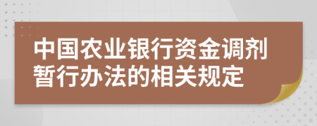 中国农业银行资金调剂暂行办法的相关规定