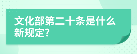 文化部第二十条是什么新规定?