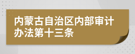 内蒙古自治区内部审计办法第十三条