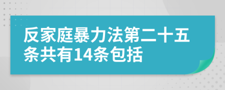 反家庭暴力法第二十五条共有14条包括