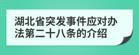 湖北省突发事件应对办法第二十八条的介绍