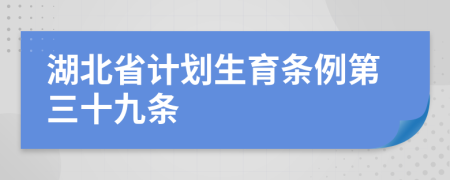湖北省计划生育条例第三十九条