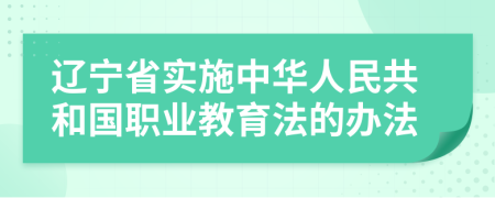 辽宁省实施中华人民共和国职业教育法的办法