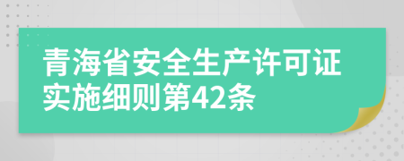青海省安全生产许可证实施细则第42条