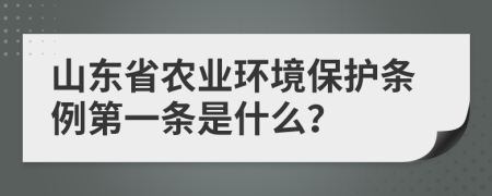 山东省农业环境保护条例第一条是什么？