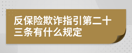 反保险欺诈指引第二十三条有什么规定