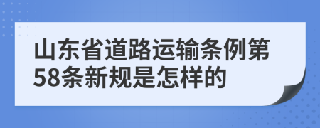 山东省道路运输条例第58条新规是怎样的