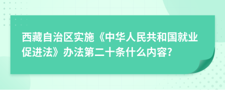 西藏自治区实施《中华人民共和国就业促进法》办法第二十条什么内容?