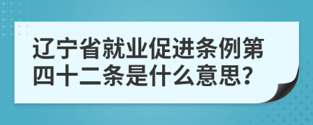 辽宁省就业促进条例第四十二条是什么意思？