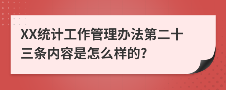 XX统计工作管理办法第二十三条内容是怎么样的?