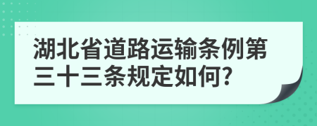 湖北省道路运输条例第三十三条规定如何?