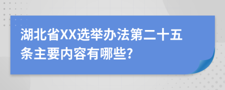 湖北省XX选举办法第二十五条主要内容有哪些?