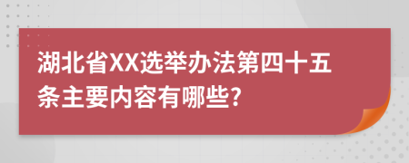 湖北省XX选举办法第四十五条主要内容有哪些?