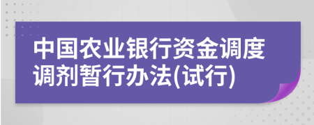 中国农业银行资金调度调剂暂行办法(试行)