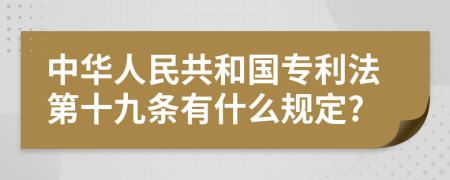 中华人民共和国专利法第十九条有什么规定?