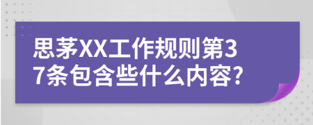 思茅XX工作规则第37条包含些什么内容?