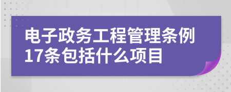 电子政务工程管理条例17条包括什么项目