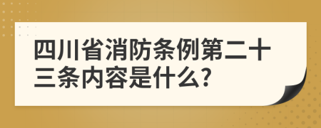 四川省消防条例第二十三条内容是什么?