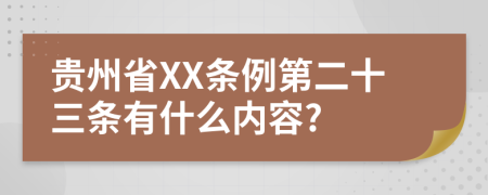 贵州省XX条例第二十三条有什么内容?
