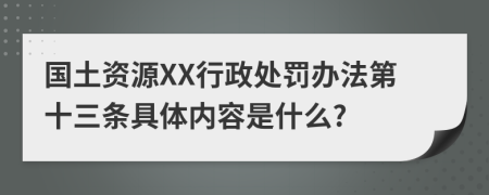 国土资源XX行政处罚办法第十三条具体内容是什么?