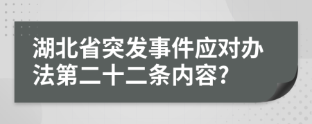 湖北省突发事件应对办法第二十二条内容?