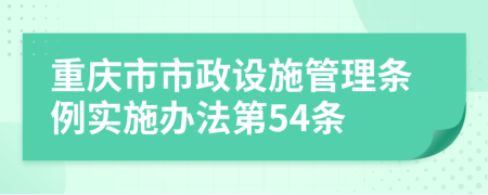 重庆市市政设施管理条例实施办法第54条
