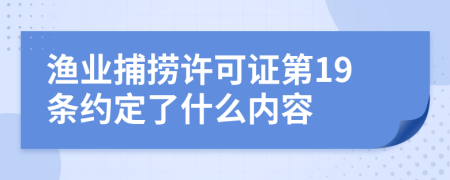 渔业捕捞许可证第19条约定了什么内容