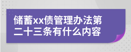 储蓄xx债管理办法第二十三条有什么内容