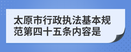 太原市行政执法基本规范第四十五条内容是