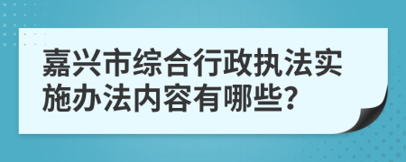 嘉兴市综合行政执法实施办法内容有哪些？