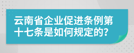 云南省企业促进条例第十七条是如何规定的？