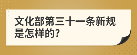 文化部第三十一条新规是怎样的?