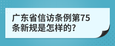 广东省信访条例第75条新规是怎样的?