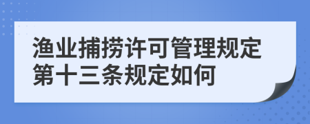 渔业捕捞许可管理规定第十三条规定如何