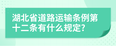 湖北省道路运输条例第十二条有什么规定?