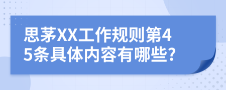 思茅XX工作规则第45条具体内容有哪些?