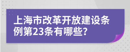 上海市改革开放建设条例第23条有哪些？