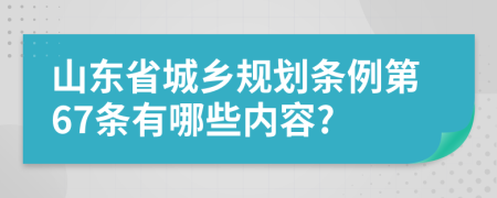 山东省城乡规划条例第67条有哪些内容?