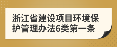 浙江省建设项目环境保护管理办法6类第一条