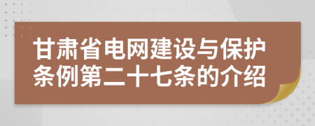 甘肃省电网建设与保护条例第二十七条的介绍